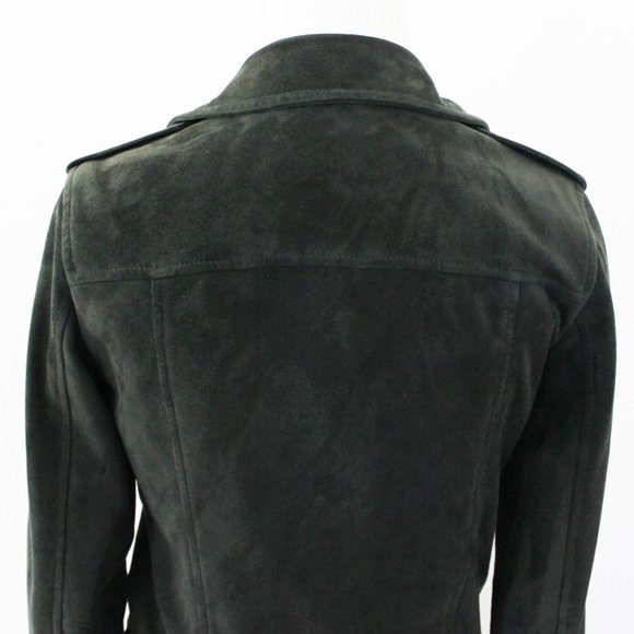 Allsaints Edwards Biker Goat Suede Leather Motorcycle Zipper Buckle Jacket, US 2 - Picture 10 of 15